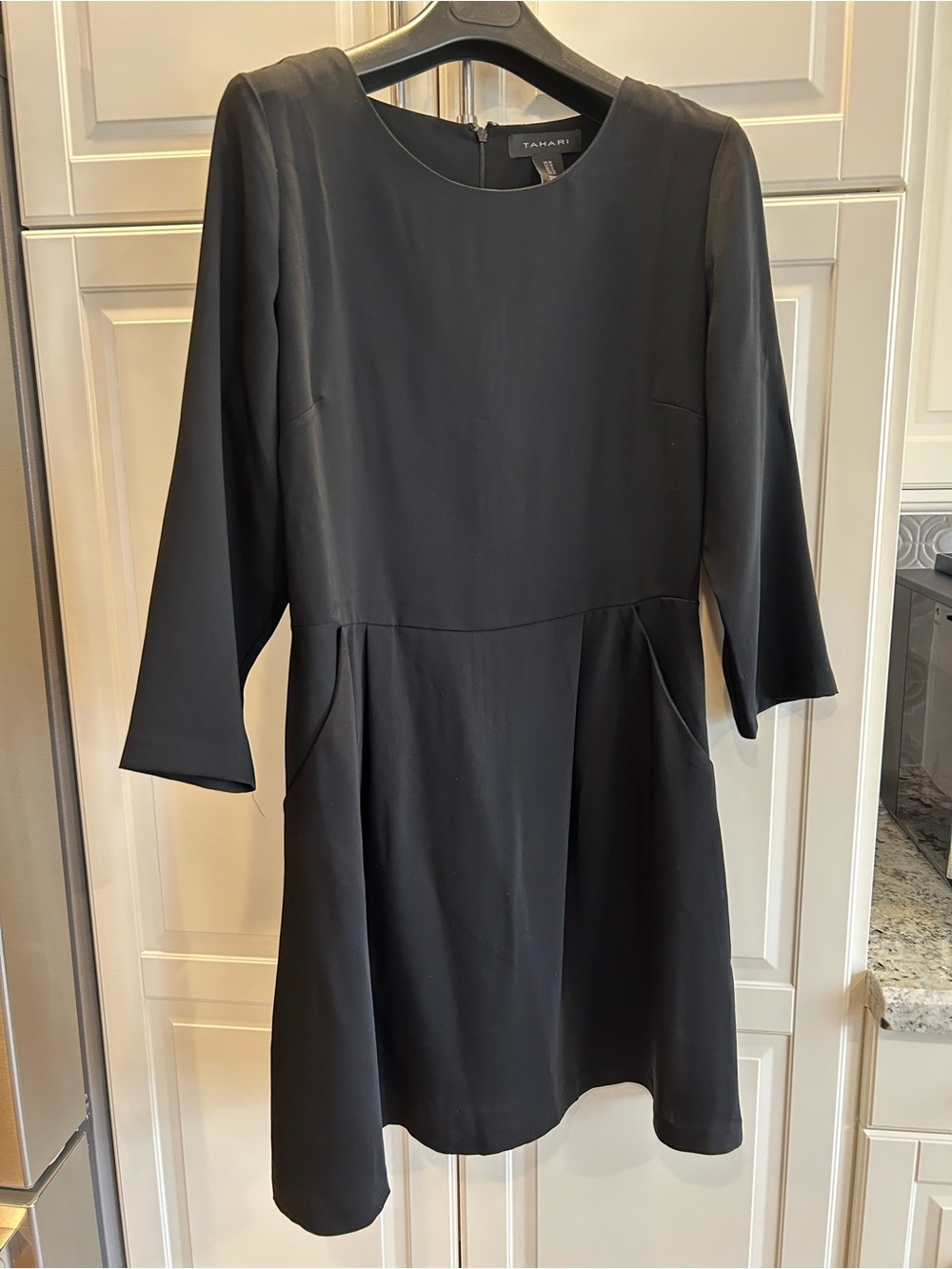 Tahari Black Long-Sleeve Fit & Flare Dress